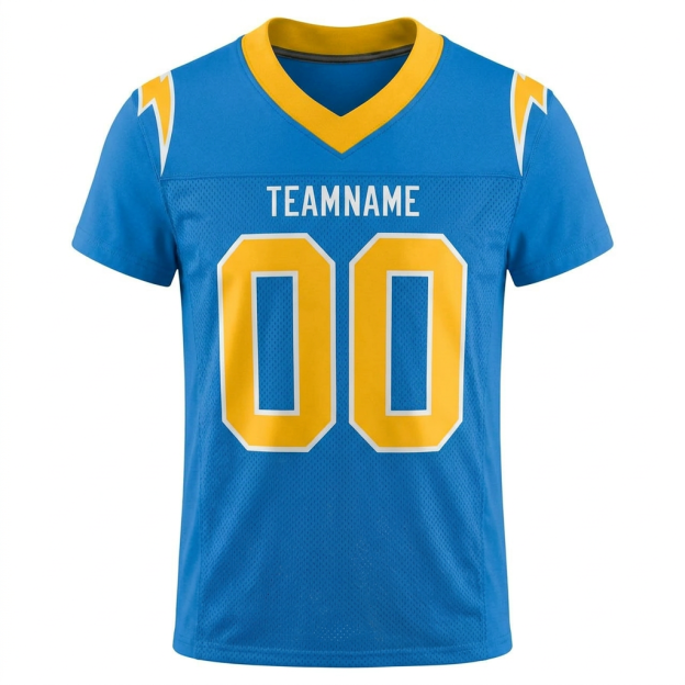 Custom Powder Blue & Gold/White Football Jersey