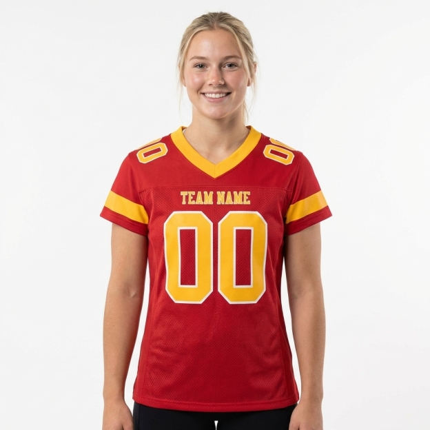 Custom Red & Gold/White Football Jersey