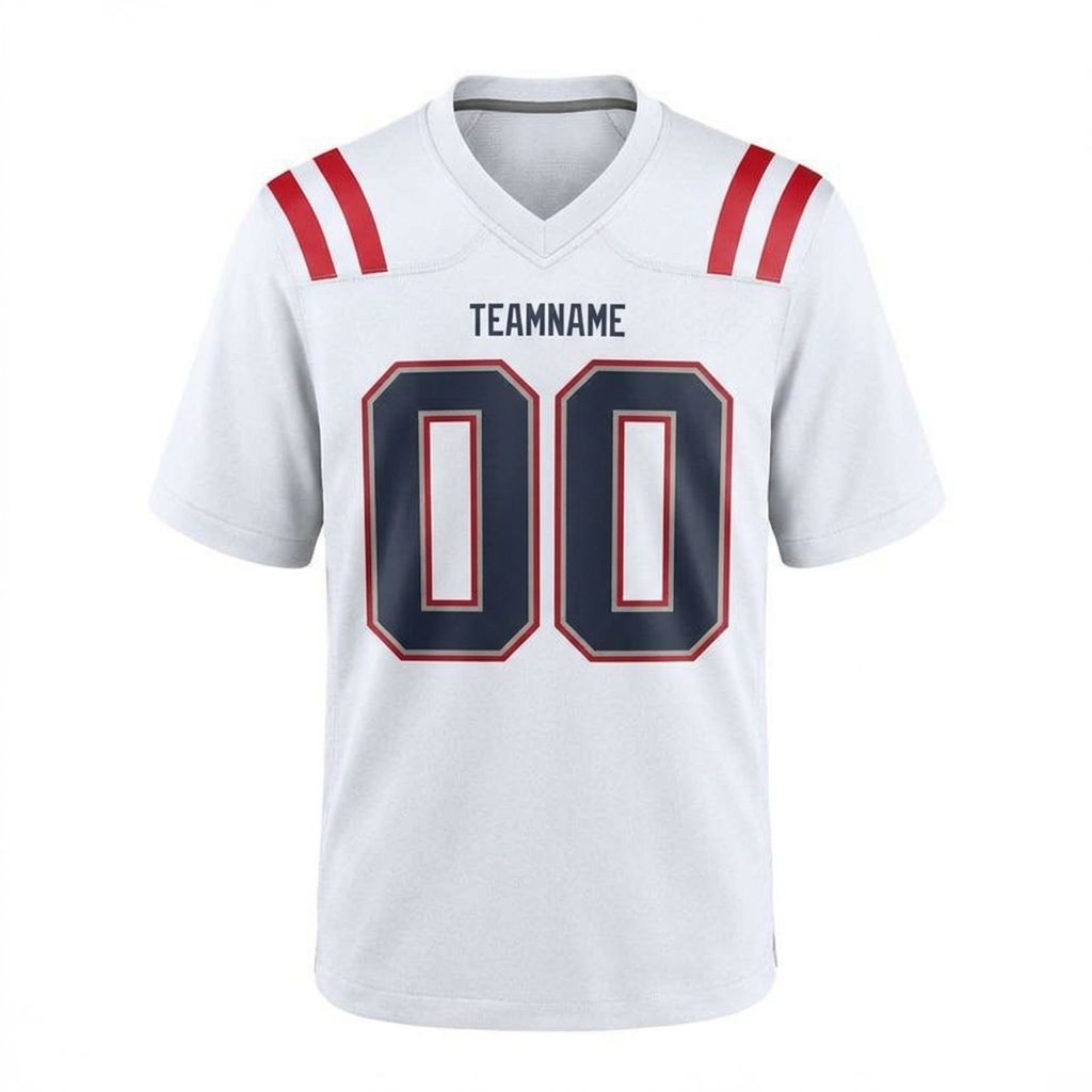 Custom White & Navy/Grey-Red Football Jersey