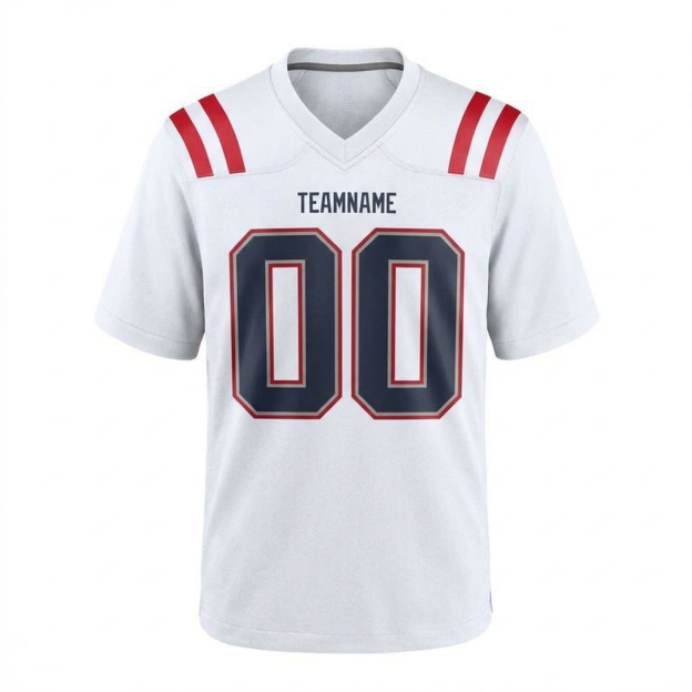 Custom White & Navy/Grey-Red Football Jersey