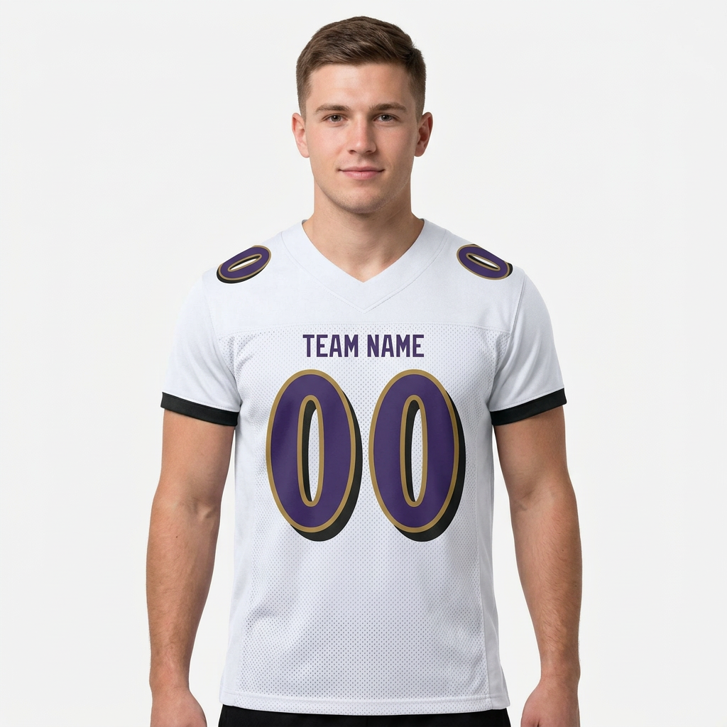 Custom White & Purple/Gold Football Jersey