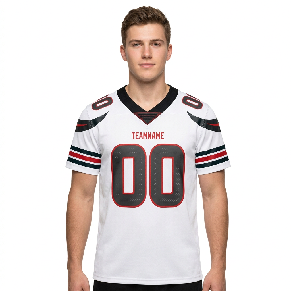 Custom White & Black/Red Football Jersey