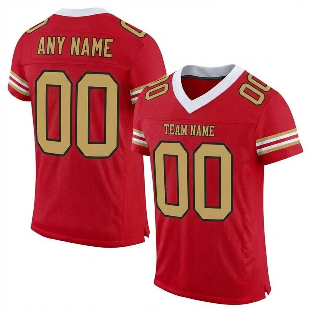 Custom Red & Gold/Black Football Jersey