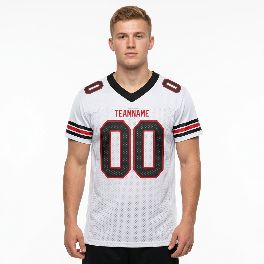 Custom White & Black/Red Football Jersey