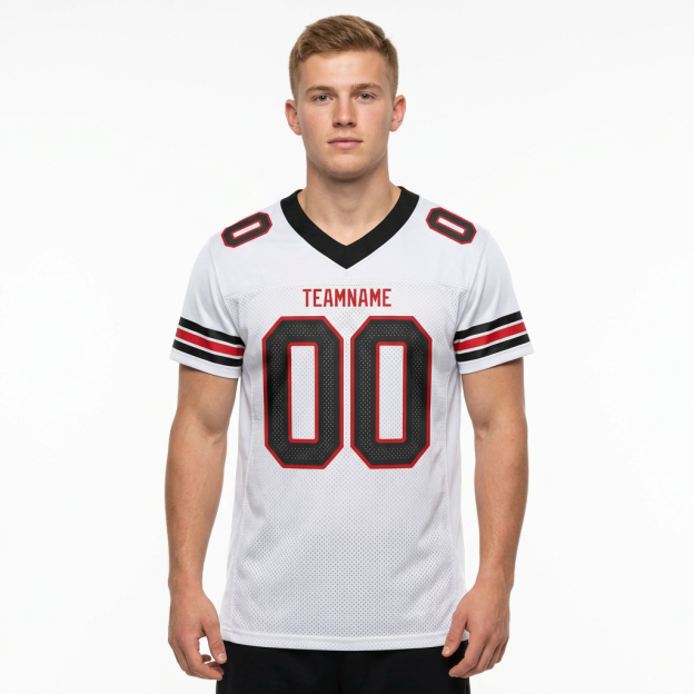 Custom White & Black/Red Football Jersey