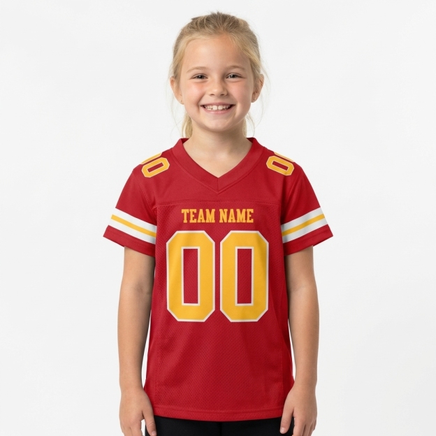 Custom Red & Gold/White Football Jersey