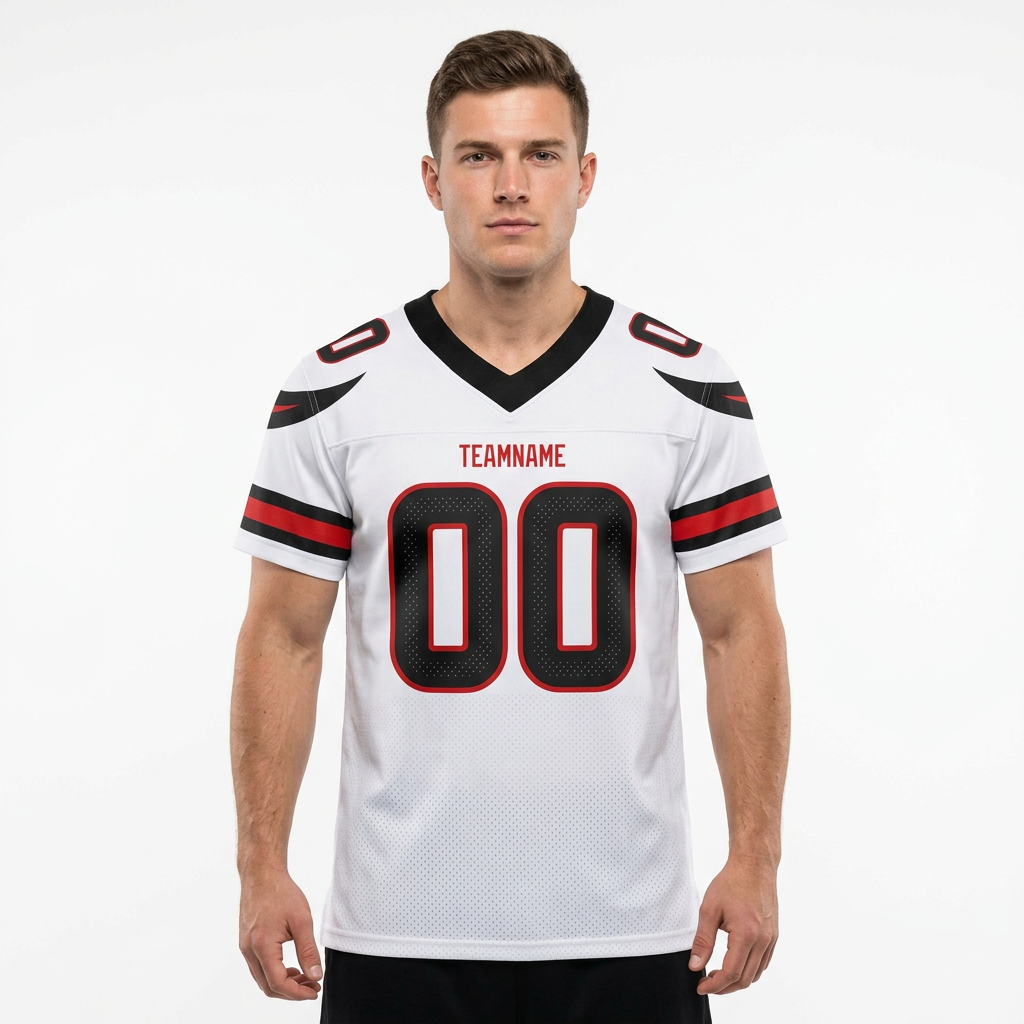 Custom White & Black/Red Football Jersey
