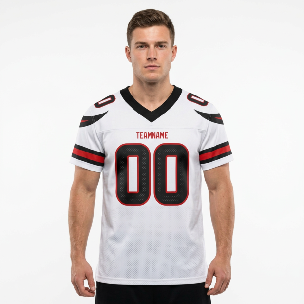 Custom White & Black/Red Football Jersey