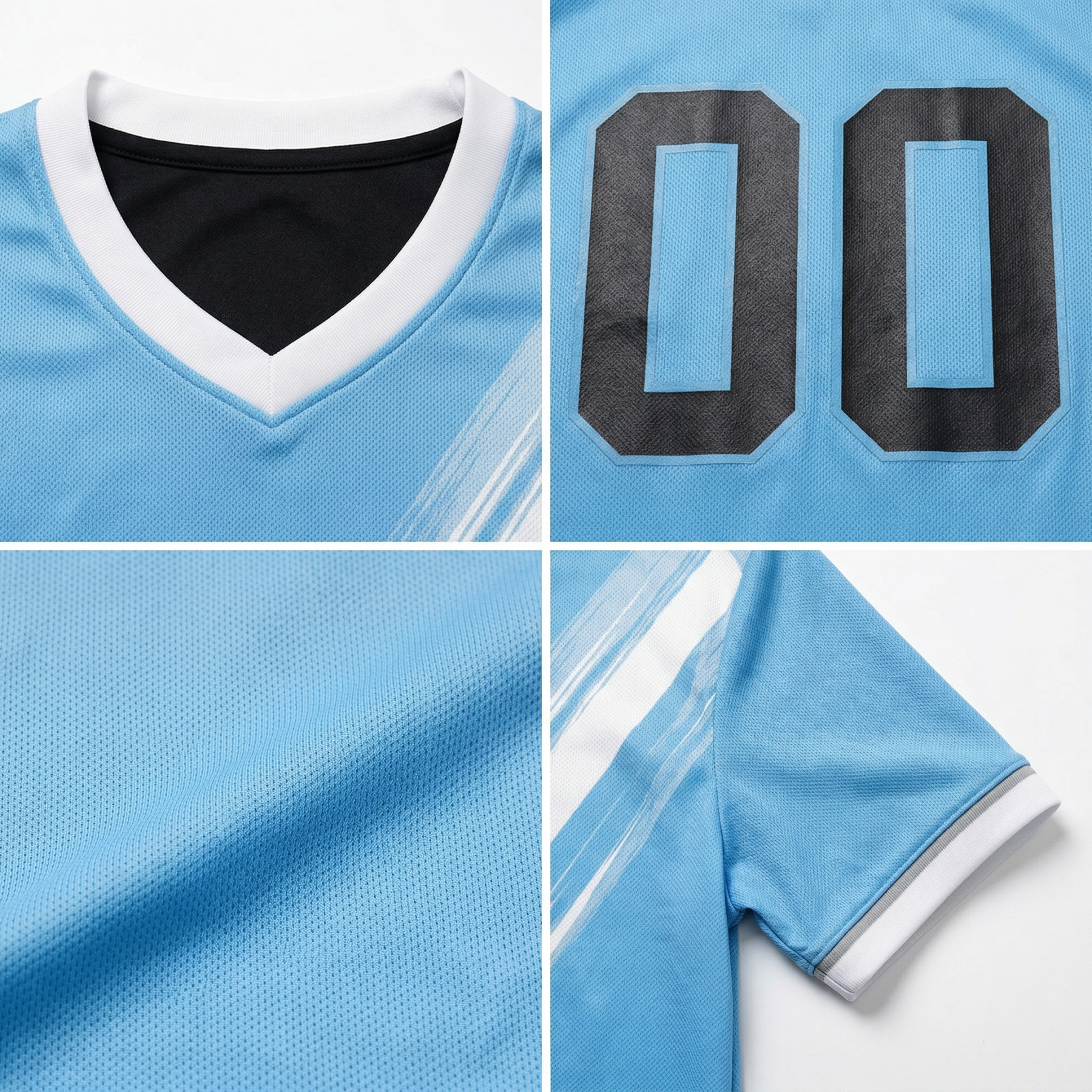 Custom Light Blue & Black/White Custom Soccer Jersey