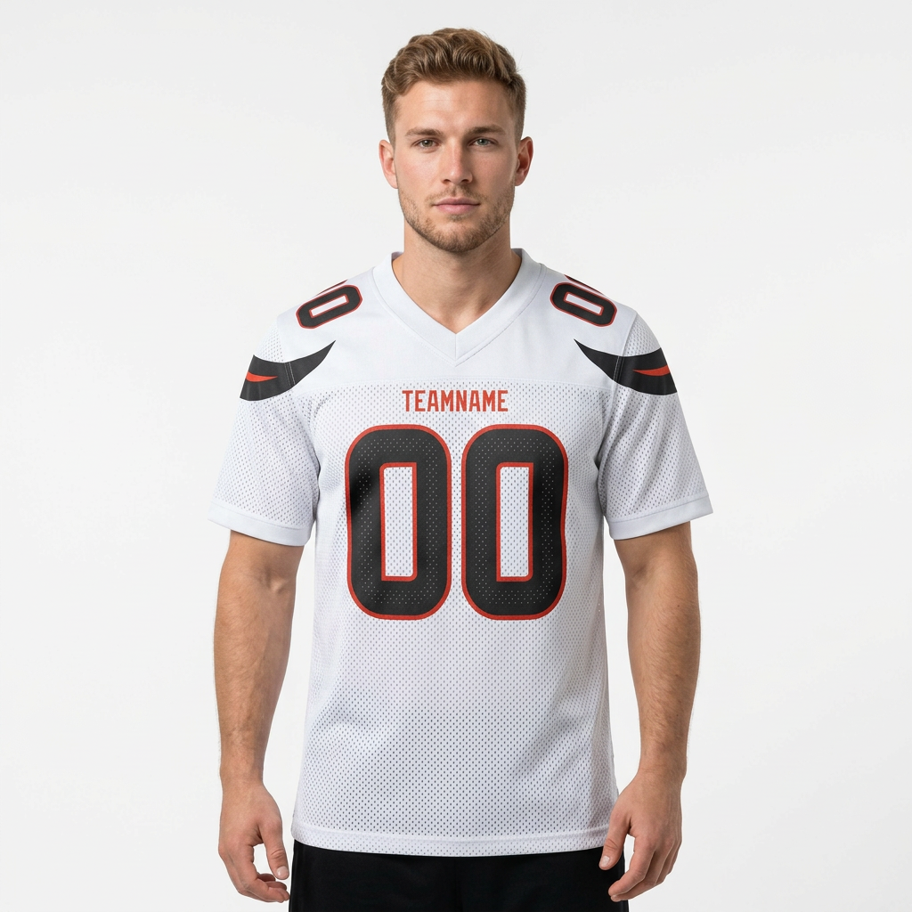 Custom White & Black/Red Football Jersey