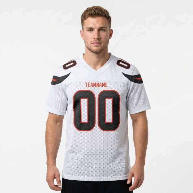 Custom White & Black/Red Football Jersey
