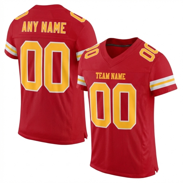Custom Red & Gold/White Football Jersey