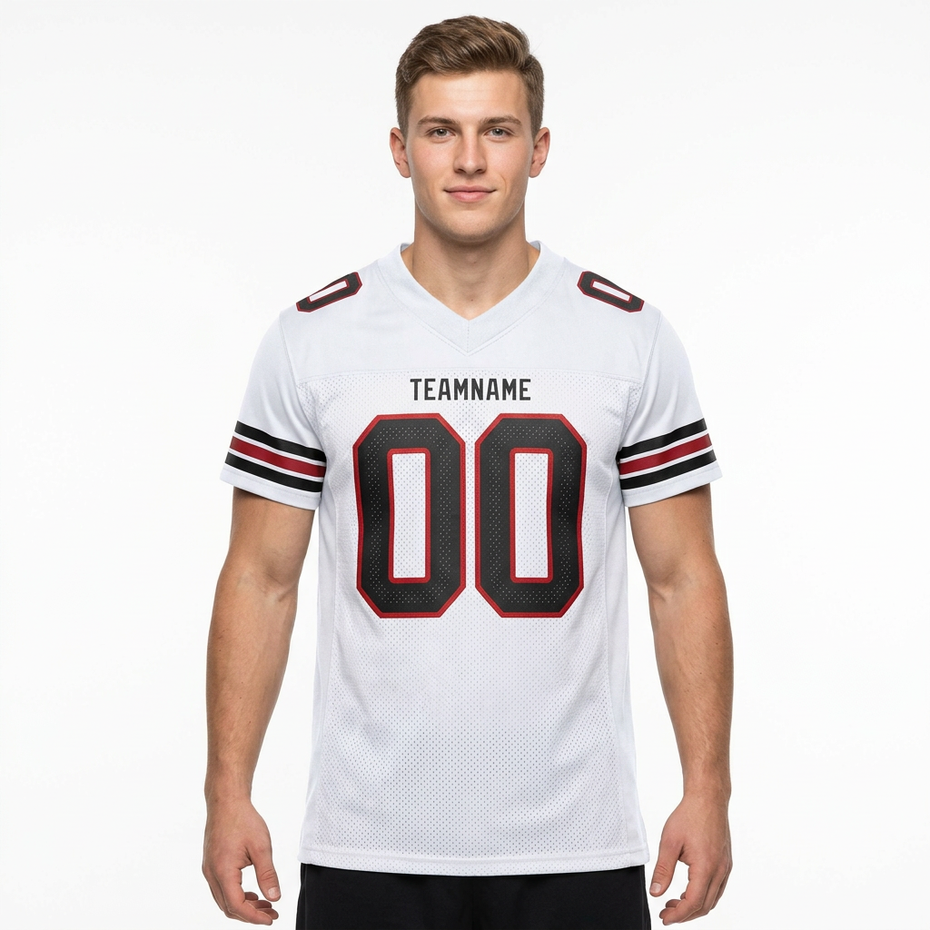 Custom White & Black/Red Football Jersey