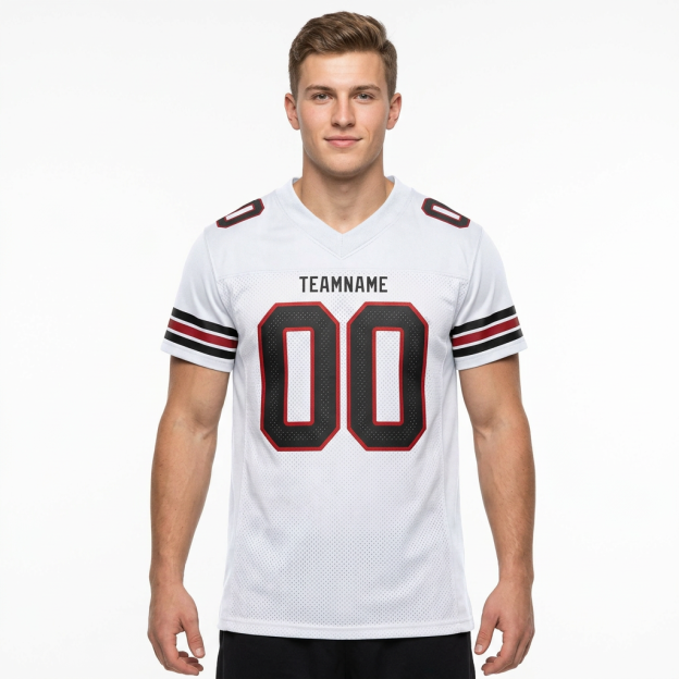 Custom White & Black/Red Football Jersey