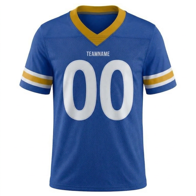 Custom Royal & White/Gold Football Jersey