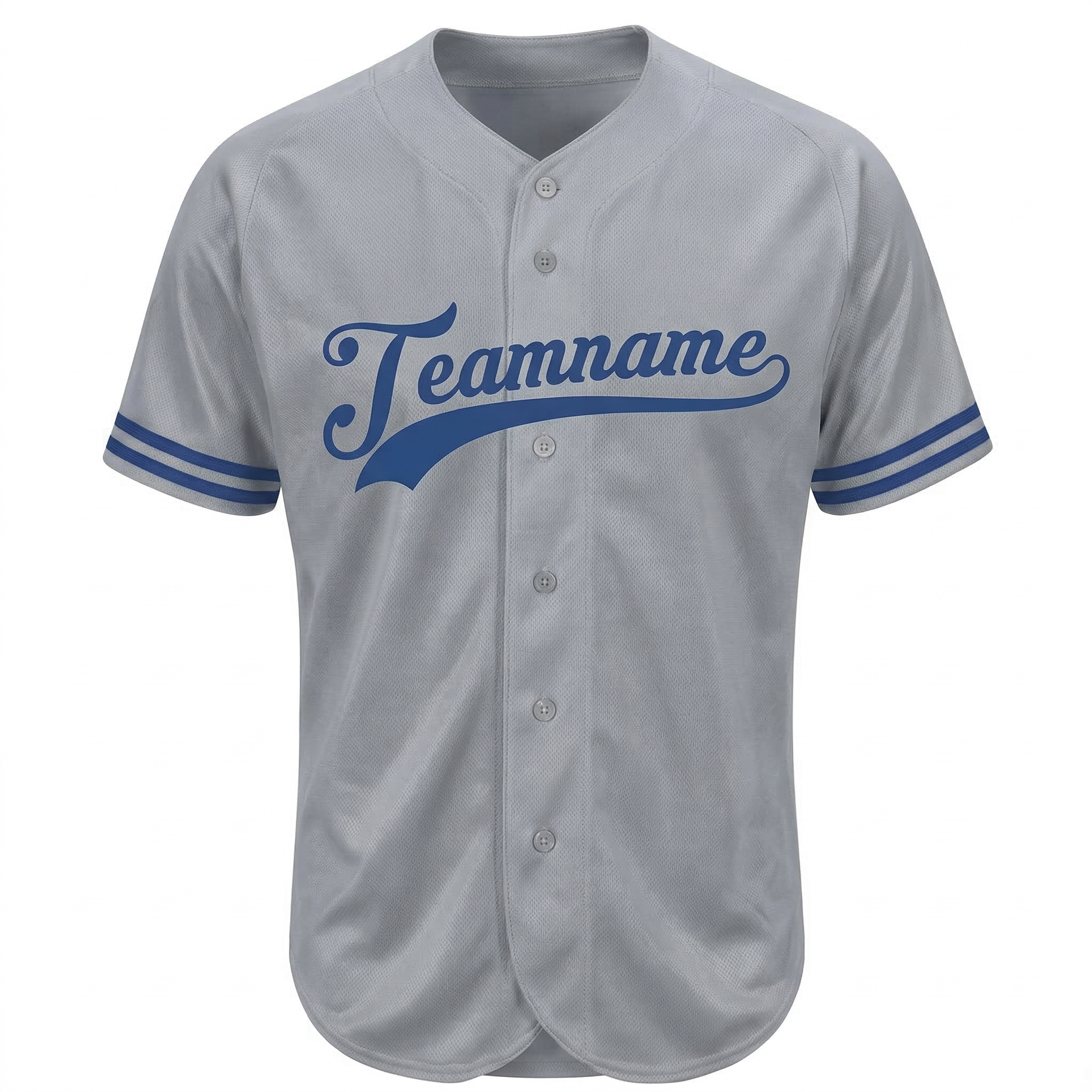 Custom Grey & Royal Blue Classic Fashion Baseball Jersey