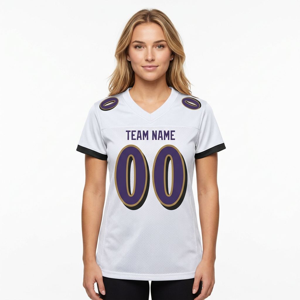 Custom White & Purple/Gold Football Jersey