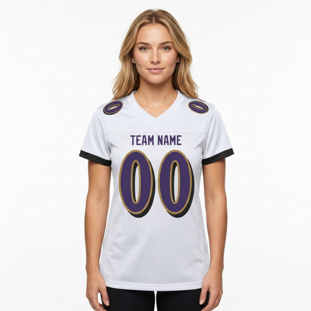Custom White & Purple/Gold Football Jersey