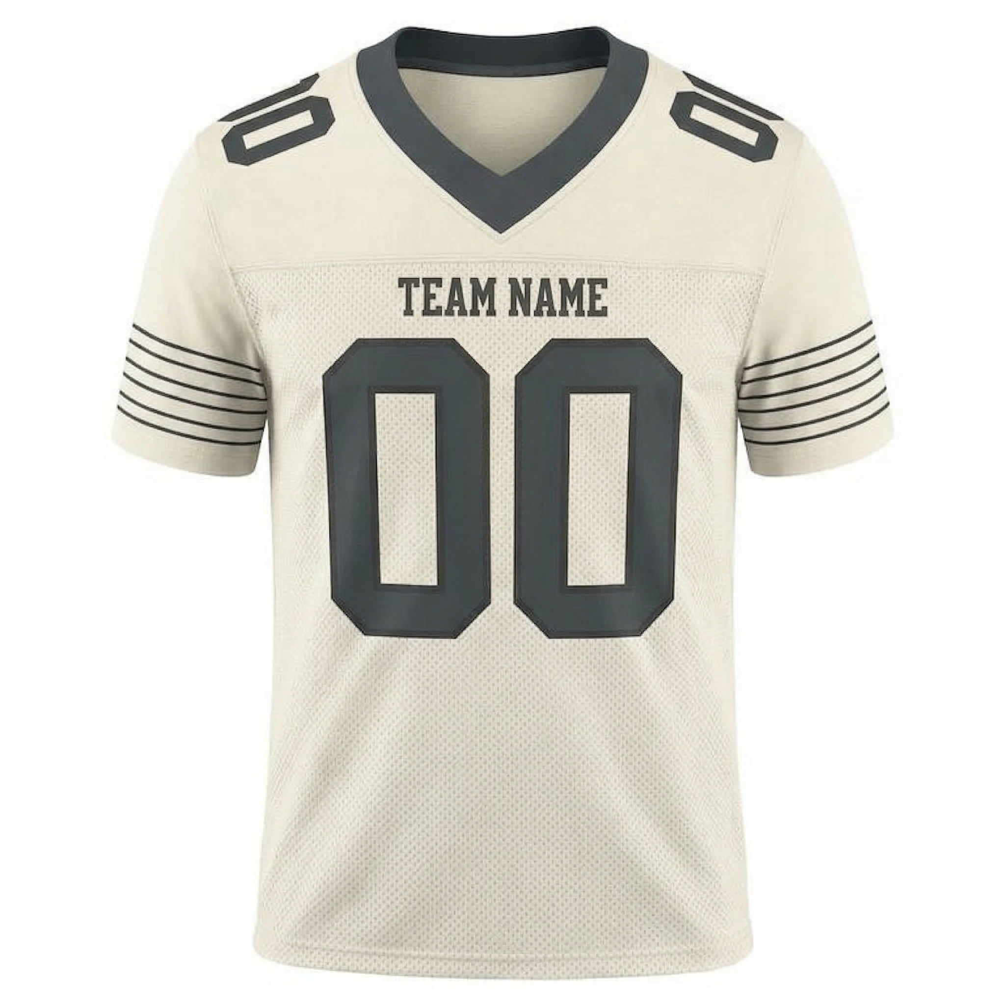 Custom Cream & Dark Grey/Black Football Jersey