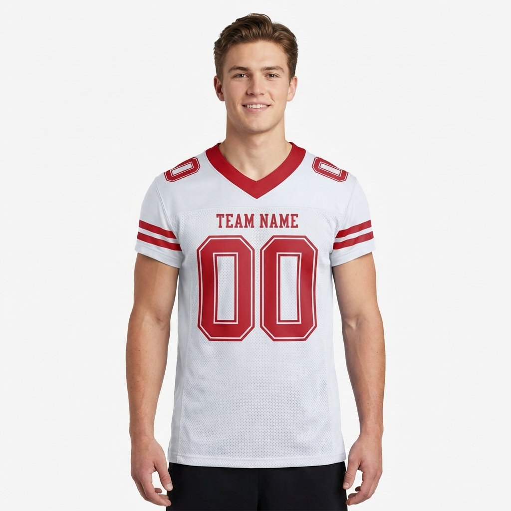 Custom White & Red Football Jersey
