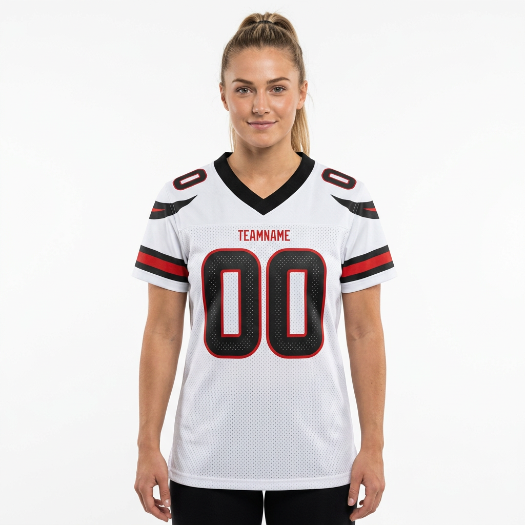 Custom White & Black/Red Football Jersey