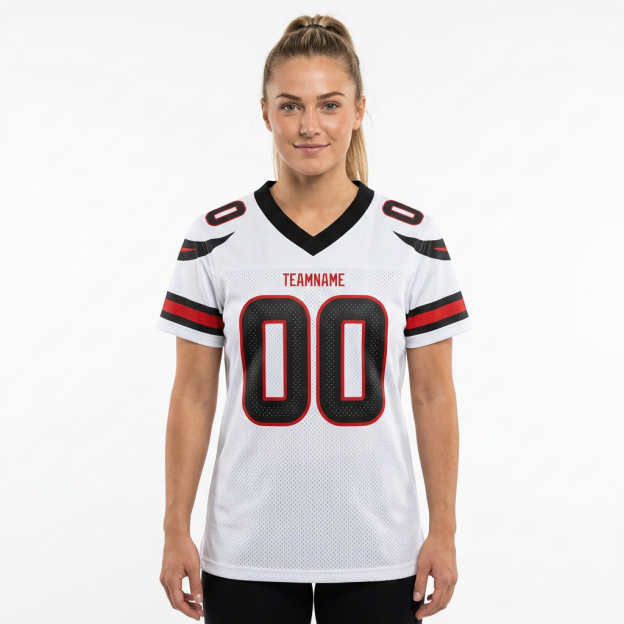 Custom White & Black/Red Football Jersey