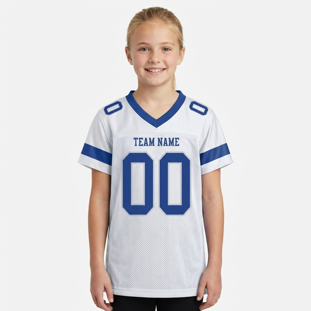 Custom White & Blue Football Jersey