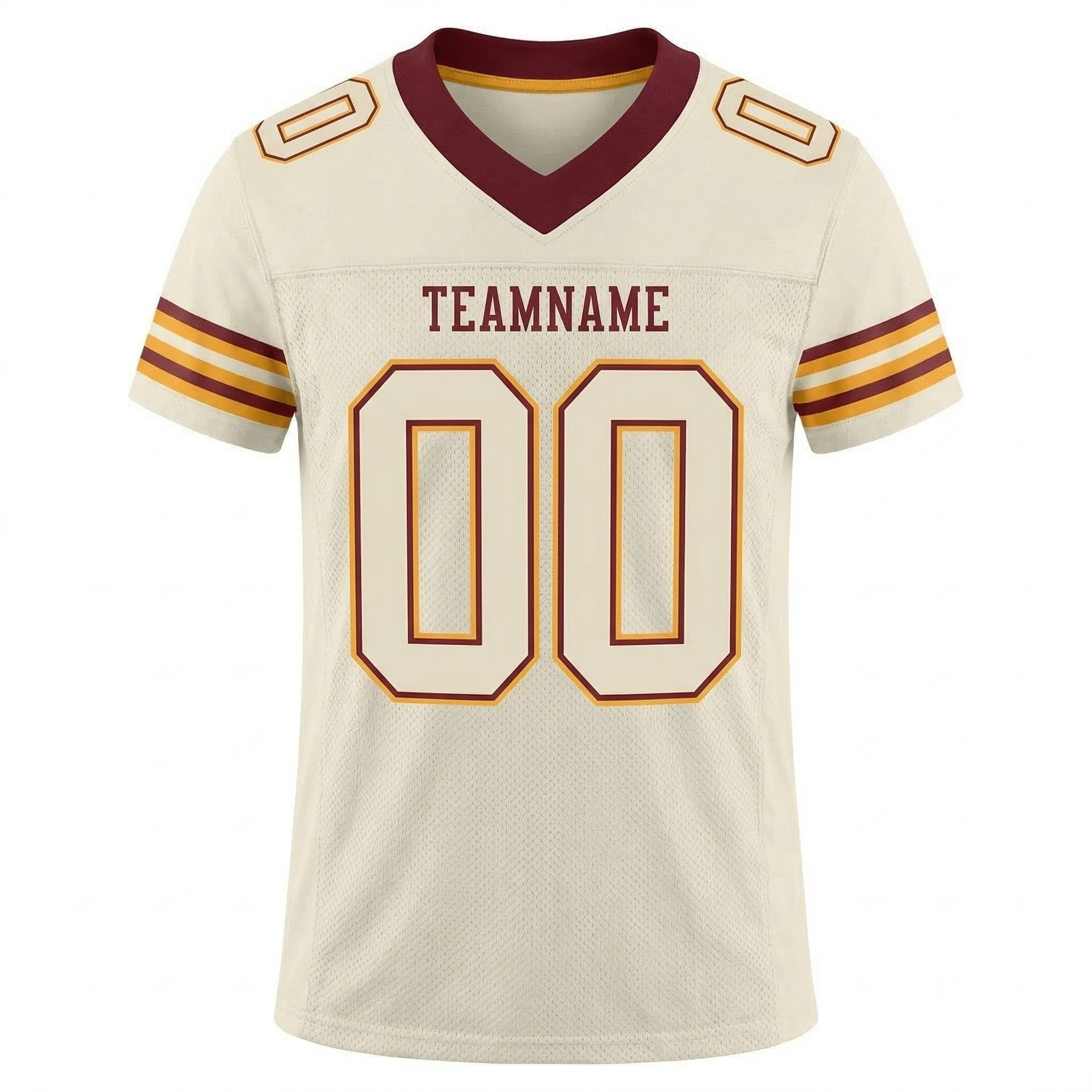 Custom Cream & Burgundy/Gold Football Jersey