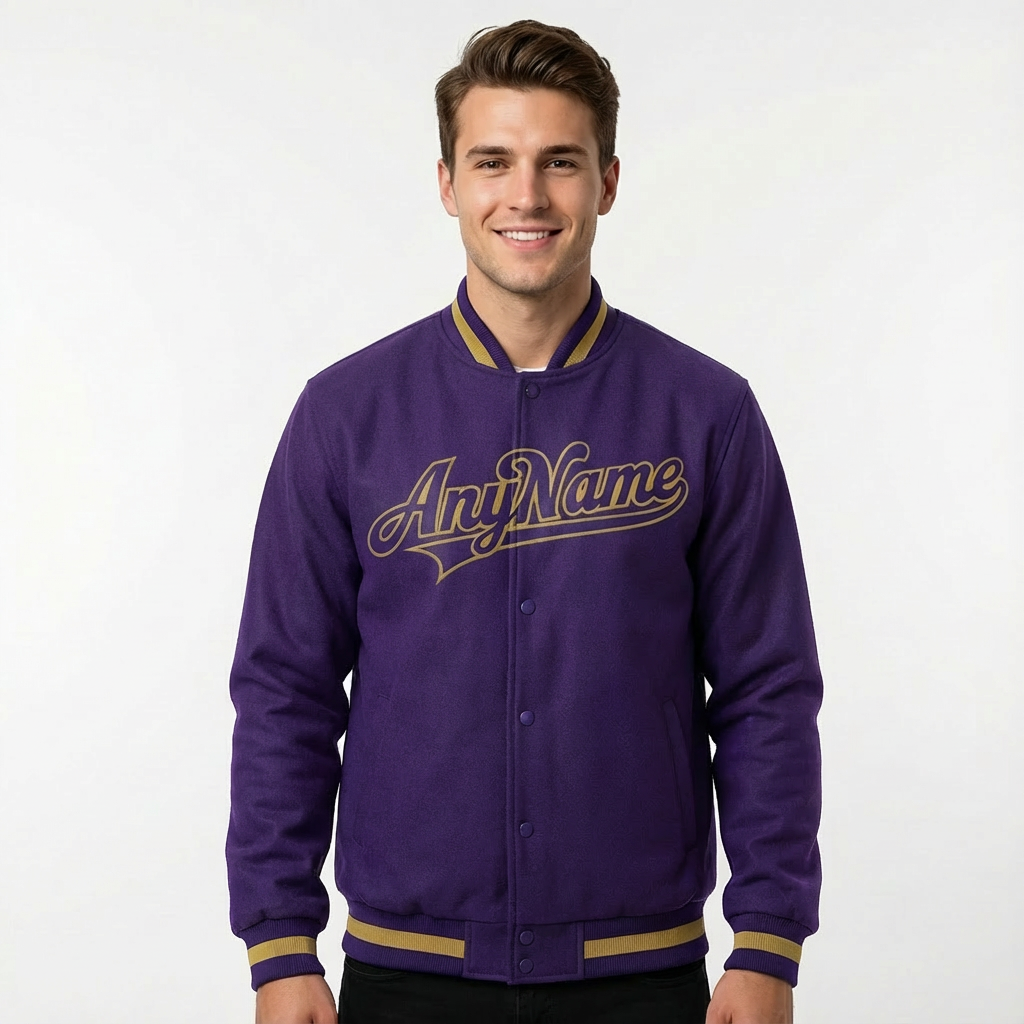 Custom Purple & Gold/White Full-Snap Fleece Jacket