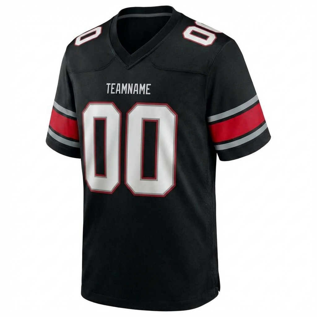 Custom Black & White/Grey-Red Football Jersey
