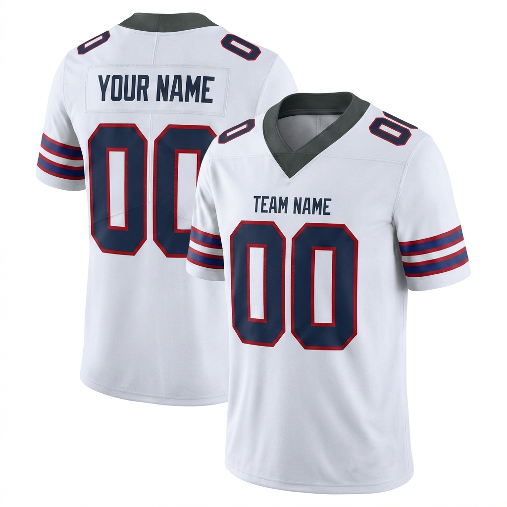 Custom White & Navy/Grey-Red Football Jersey