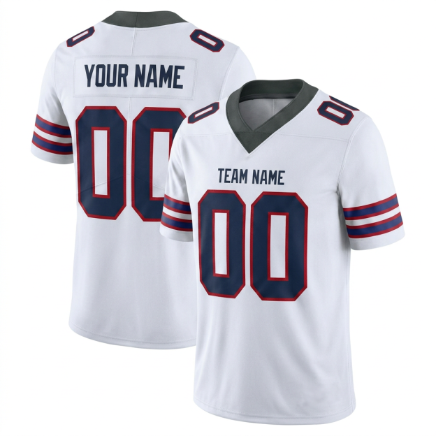 Custom White & Navy/Grey-Red Football Jersey