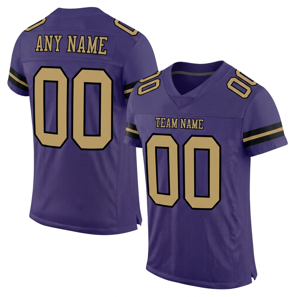 Custom Purple & Khaki/Black Football Jersey