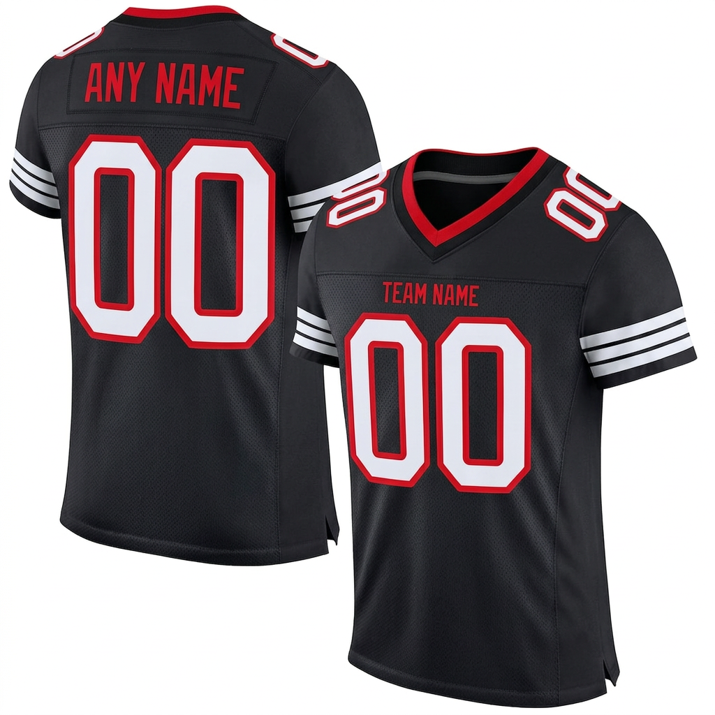 Custom Black & White/Red Football Jersey