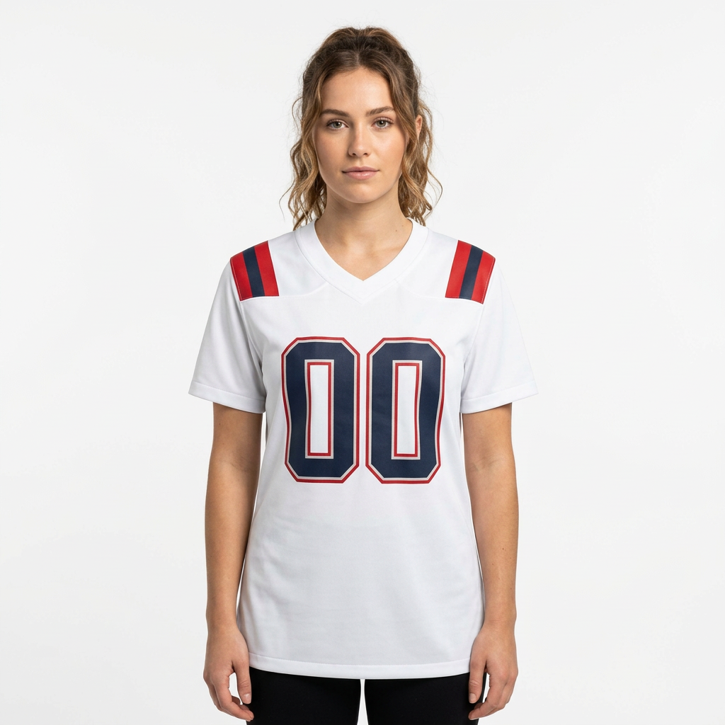Custom White & Navy/Red Football Jersey