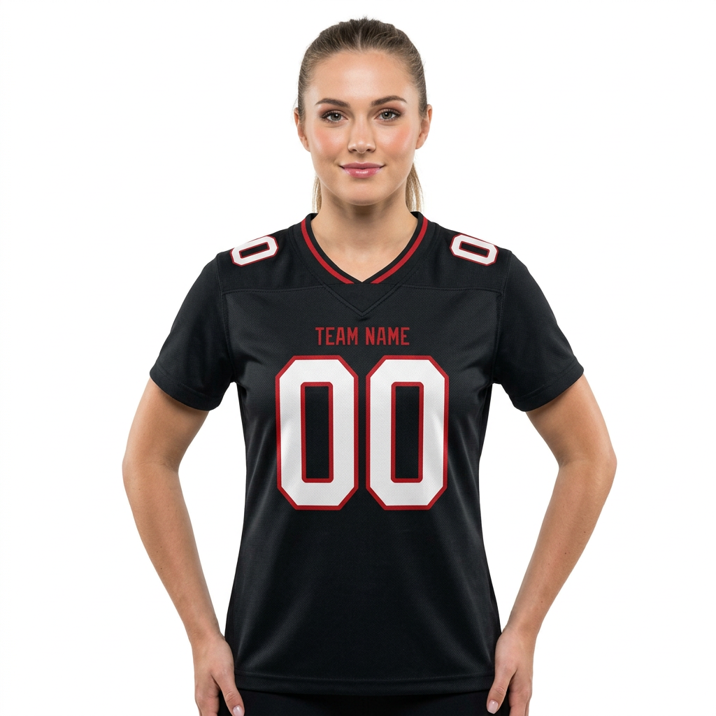 Custom Black & White/Red Football Jersey