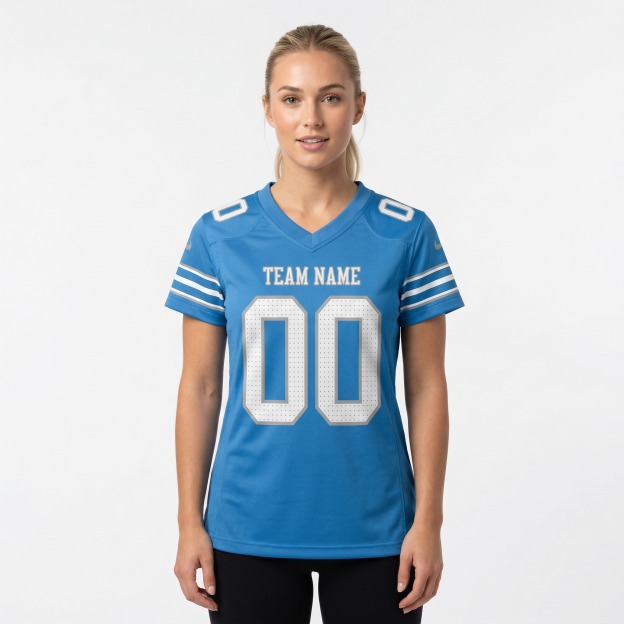 Custom Powder Blue & White/Sliver Football Jersey