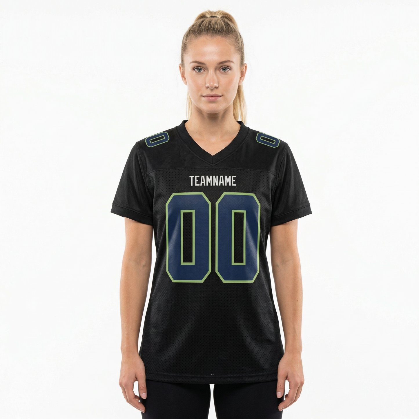 Custom Black & Royal/Green Football Jersey