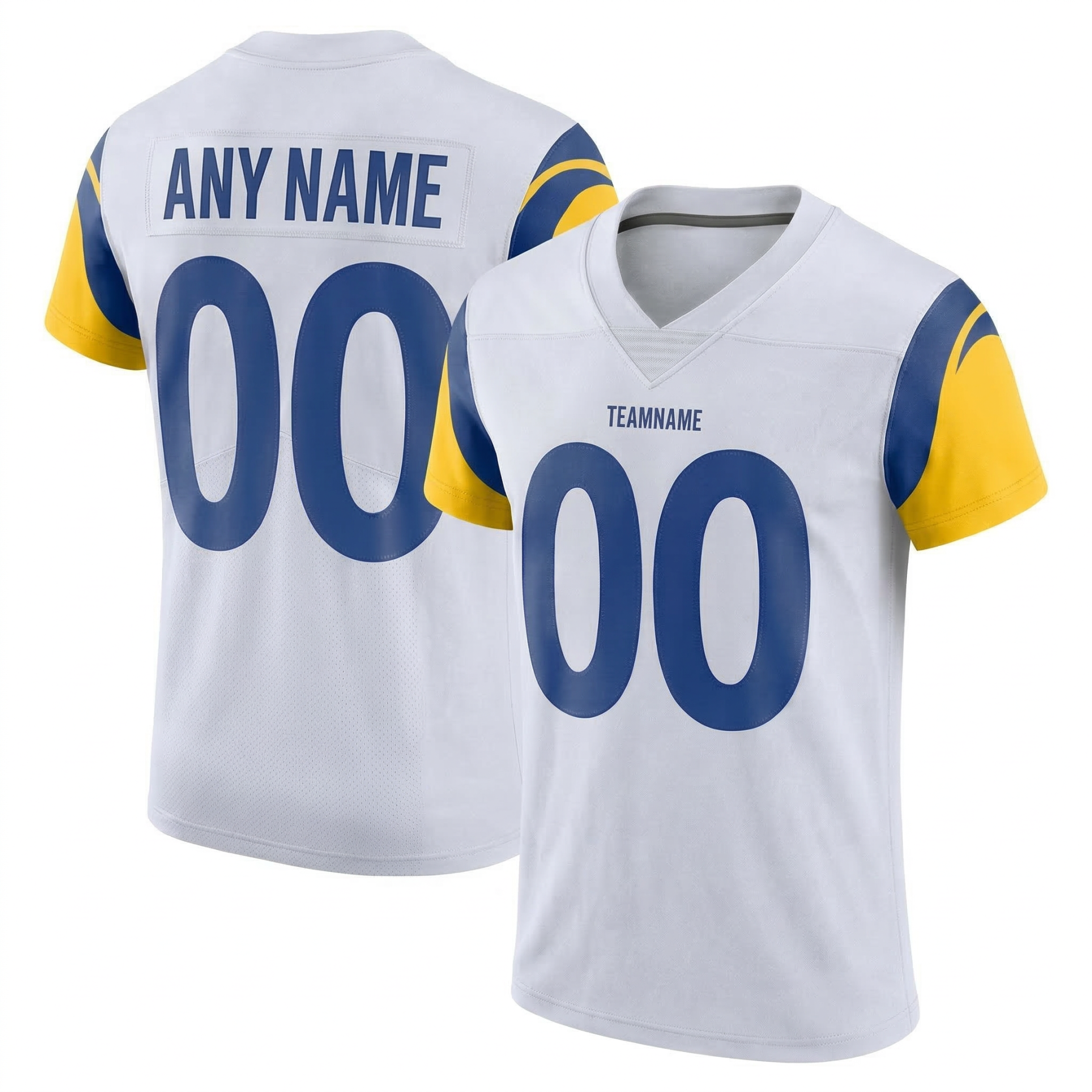 Custom White & Royal/Gold Football Jersey