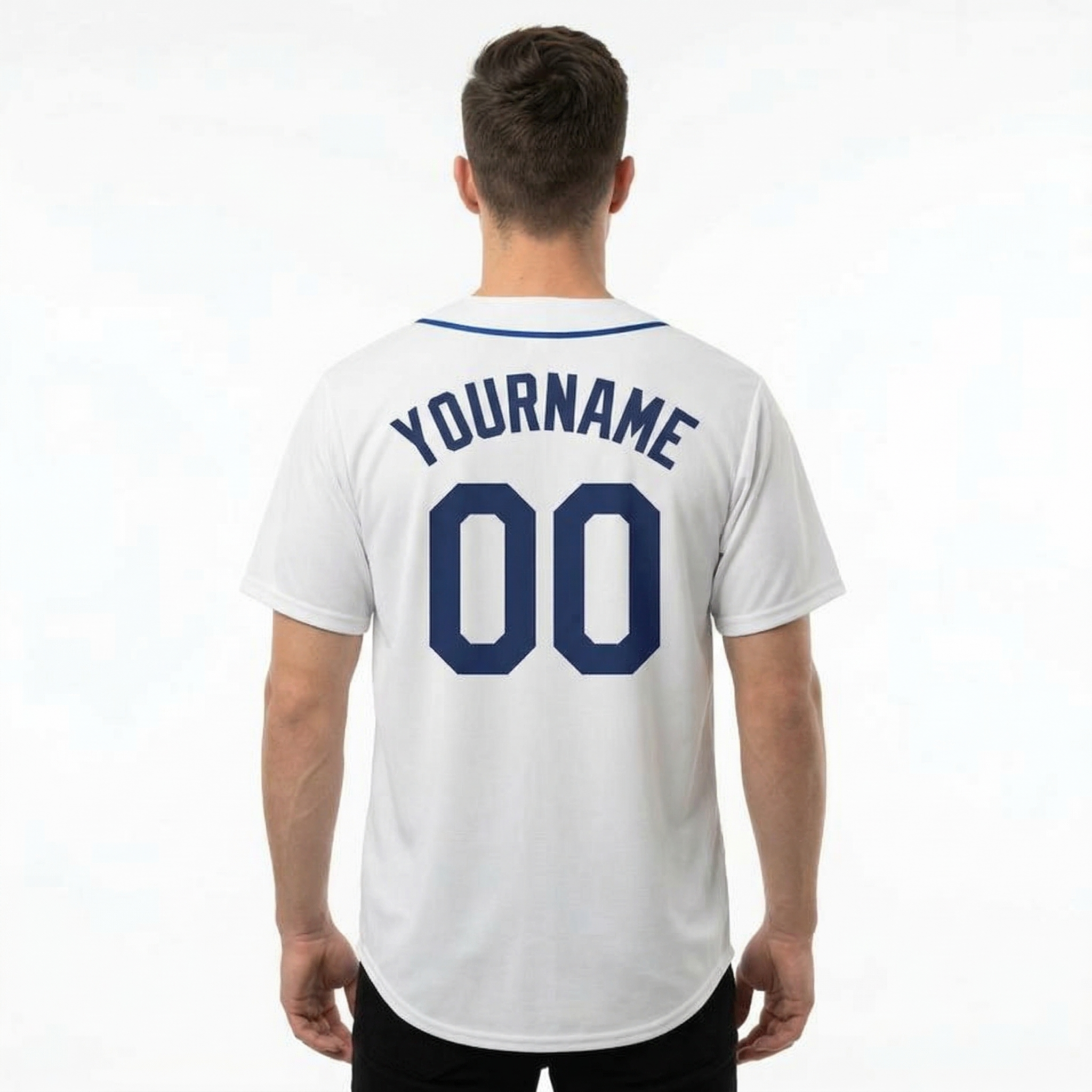 Custom White & Royal Classic Fashion Baseball Jersey