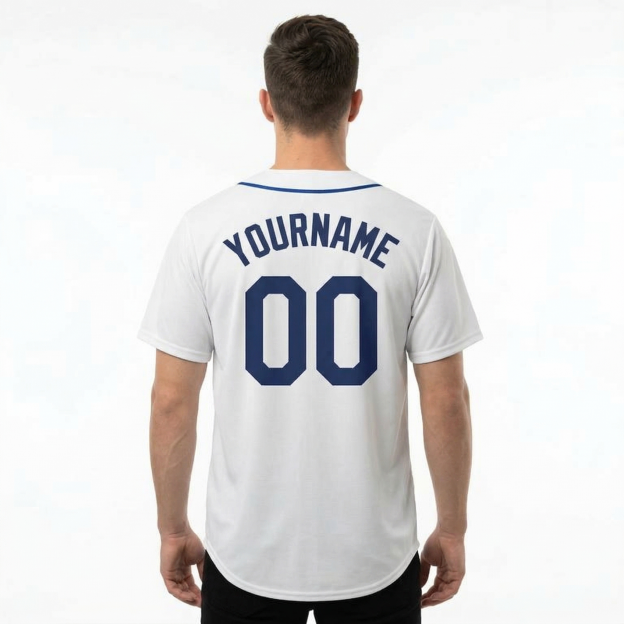 Custom White & Royal Classic Fashion Baseball Jersey