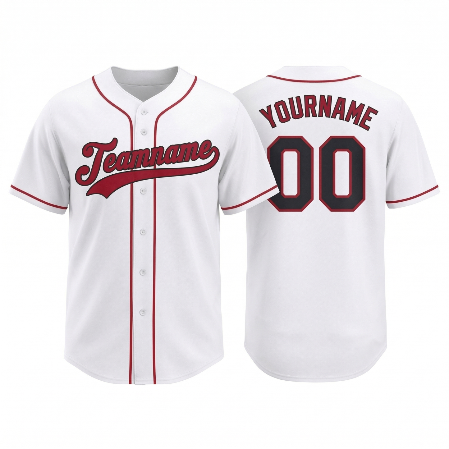 Custom White & Red/Black Classic Fashion Baseball Jersey