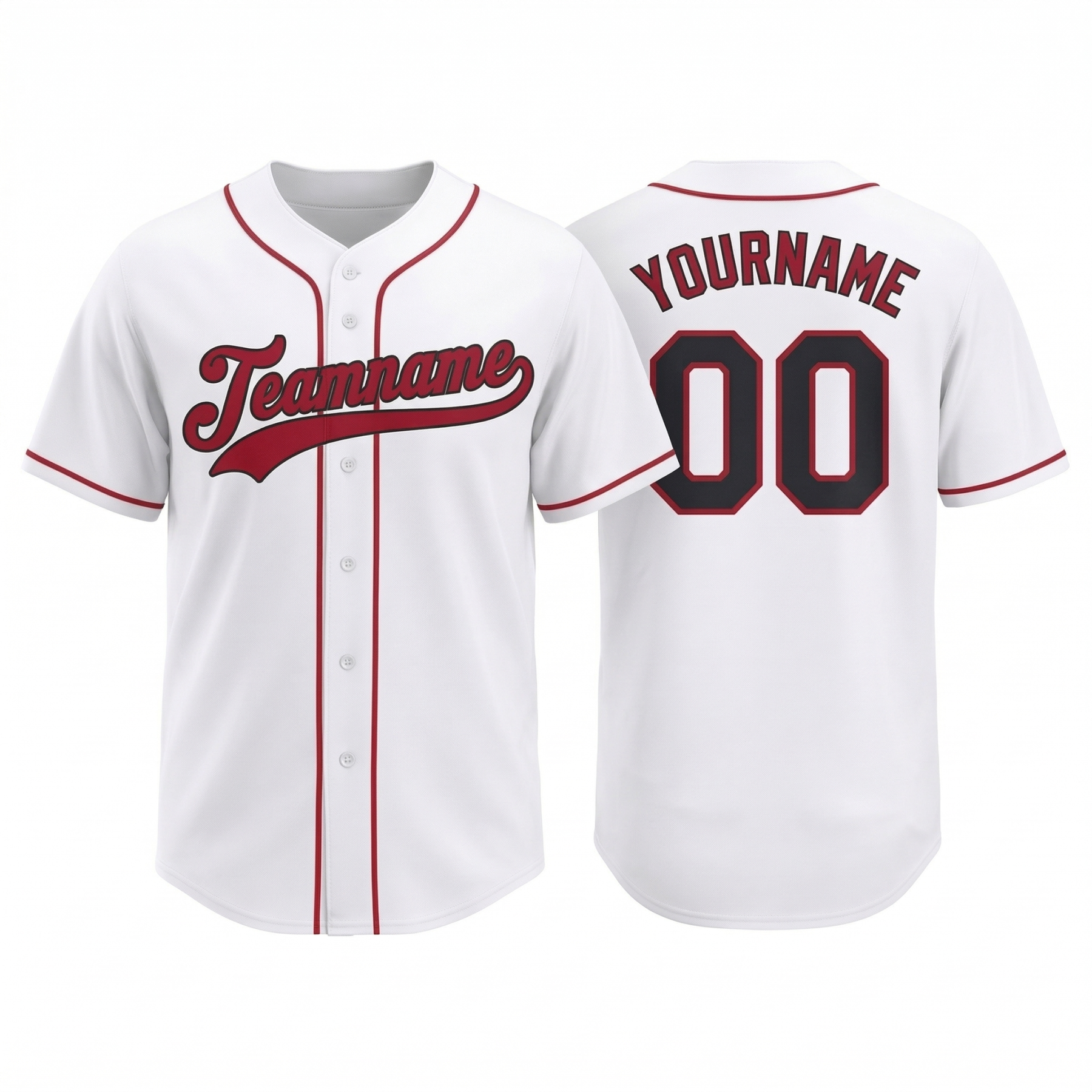 Custom White & Red/Black Classic Fashion Baseball Jersey