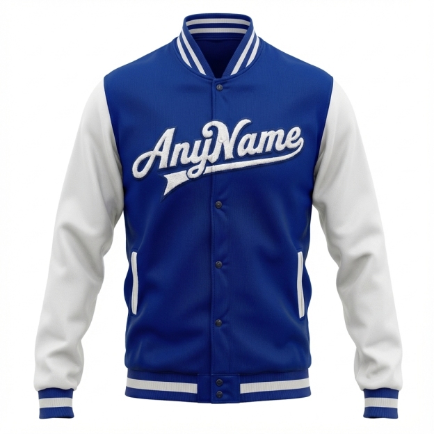 Custom Royal & White Full-Snap Raglan Sleeve Fleece Jacket
