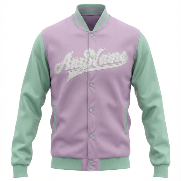 Custom Purple & Mint/White Full-Snap Raglan Sleeve Fleece Jacket