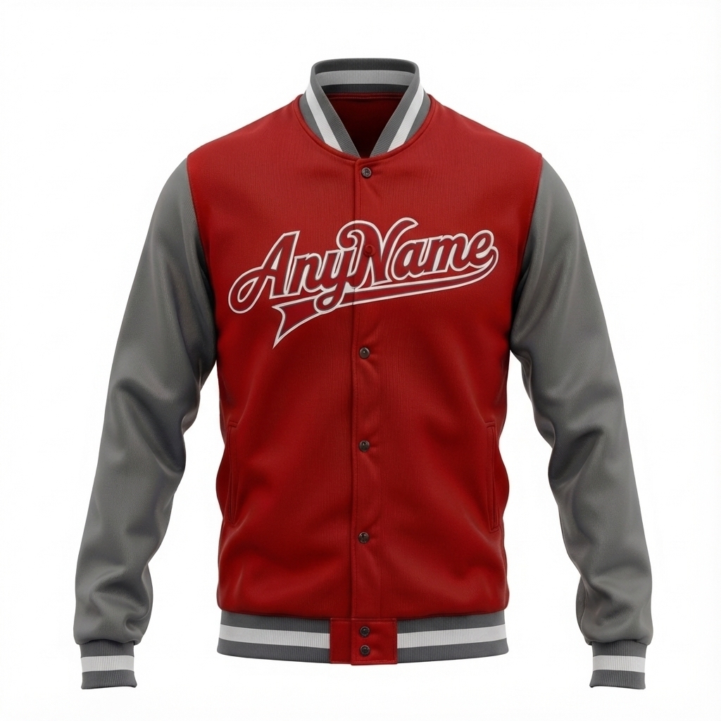 Custom Red & Grey/White Full-Snap Raglan Sleeve Fleece Jacket