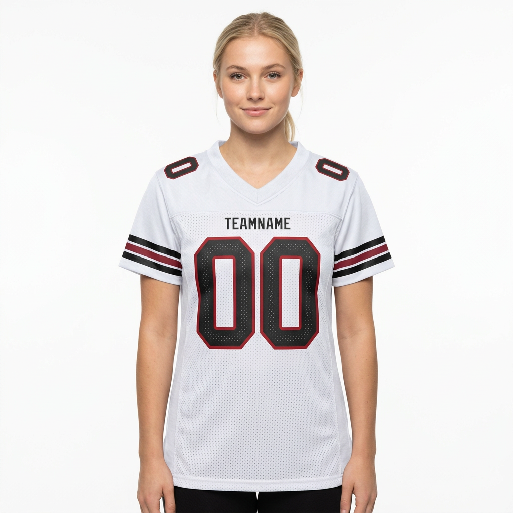 Custom White & Black/Red Football Jersey