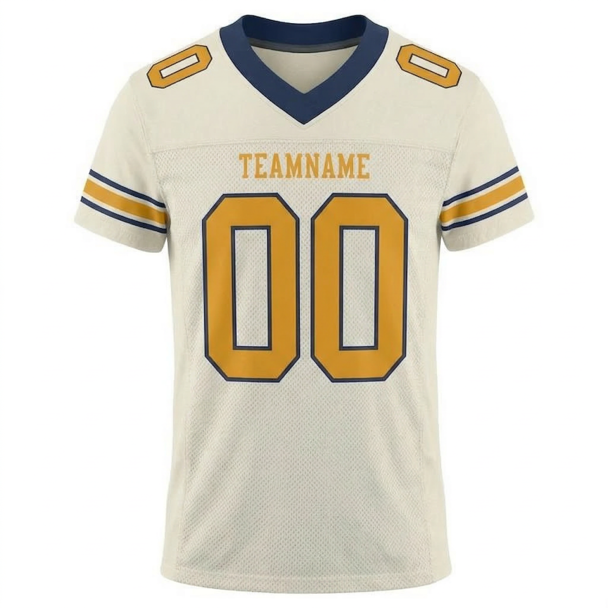 Custom Cream & Gold/Navy Football Jersey