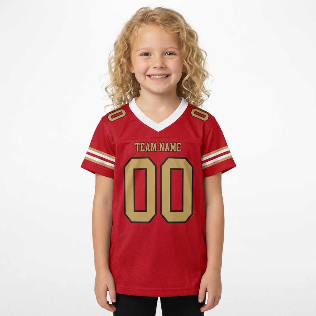 Custom Red & Gold/Black Football Jersey
