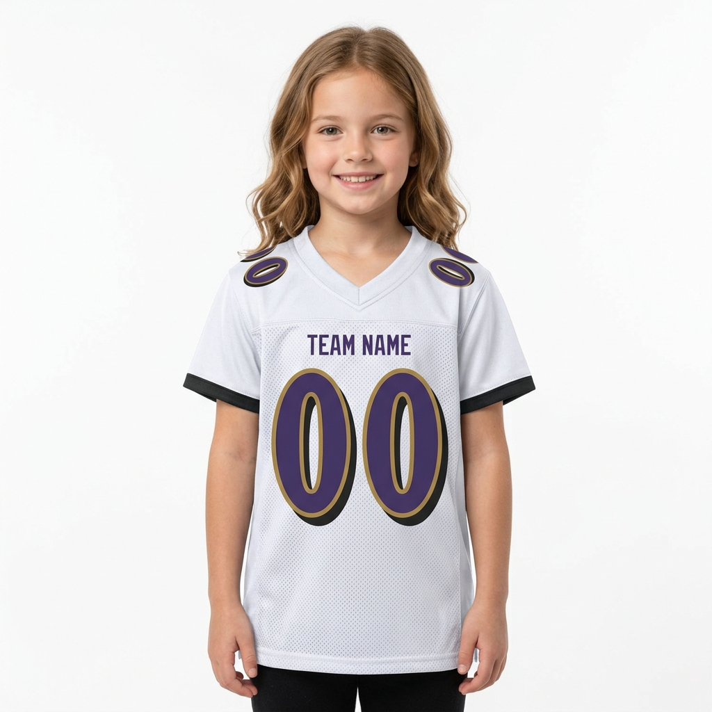 Custom White & Purple/Gold Football Jersey
